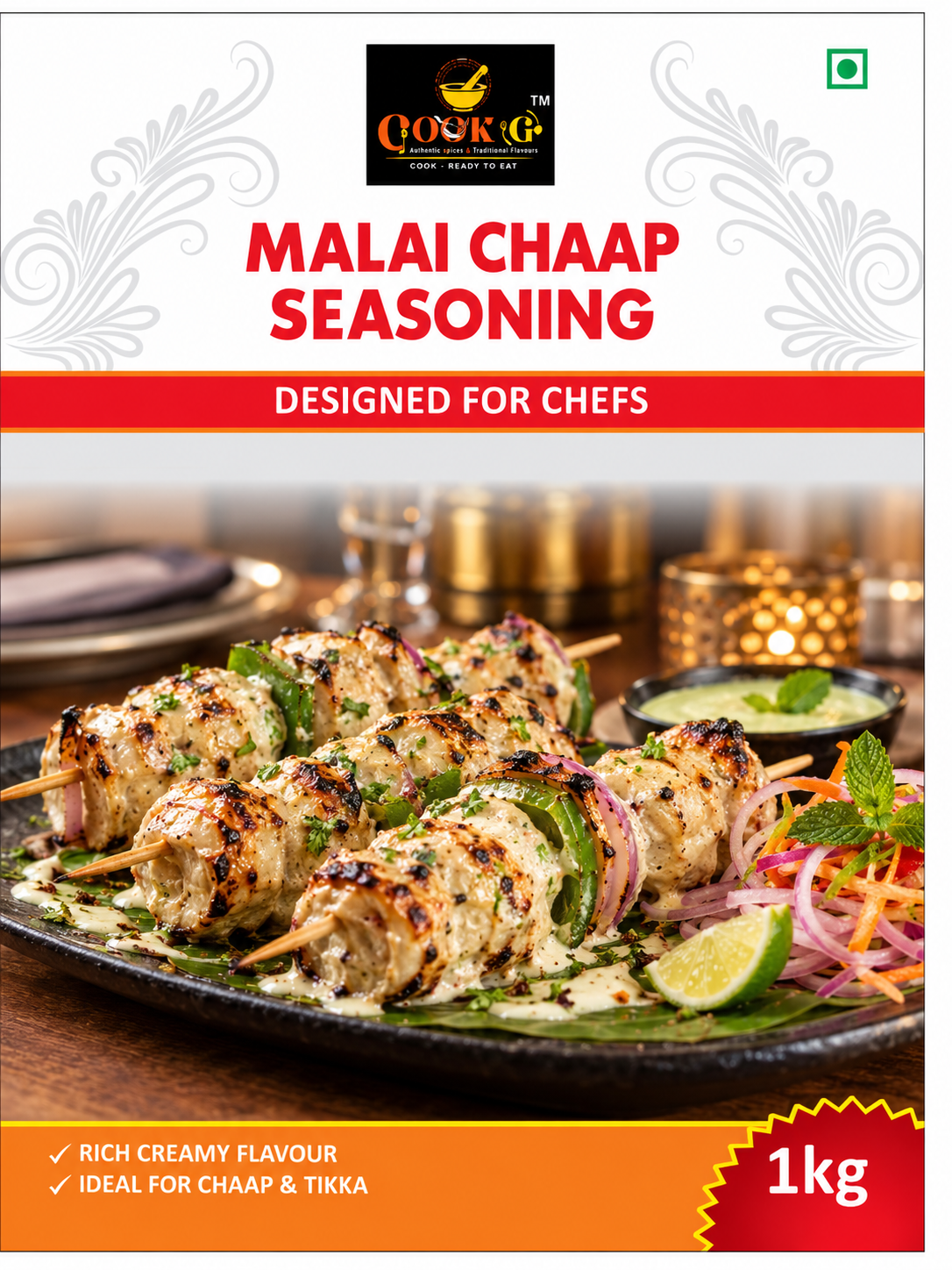 Cook G Malai Chaap Seasoning Masala Premix pack
